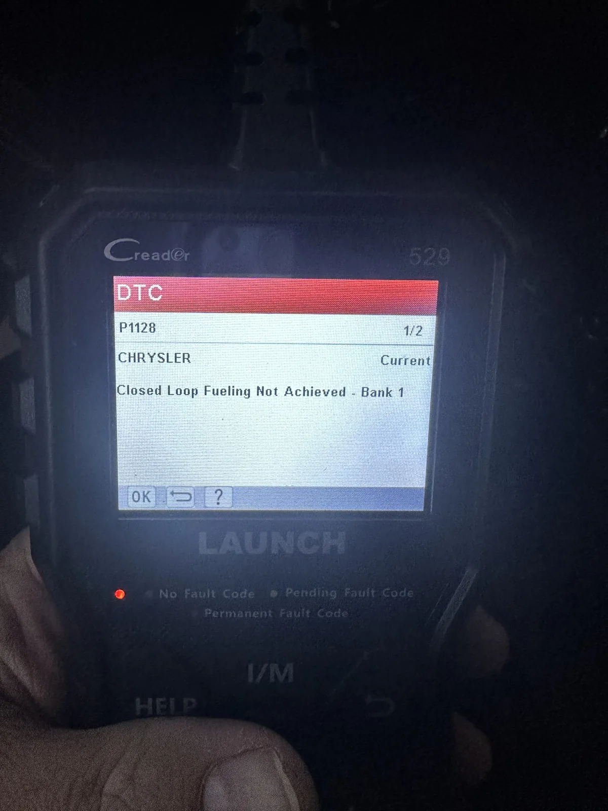 P1128 read back as a current code