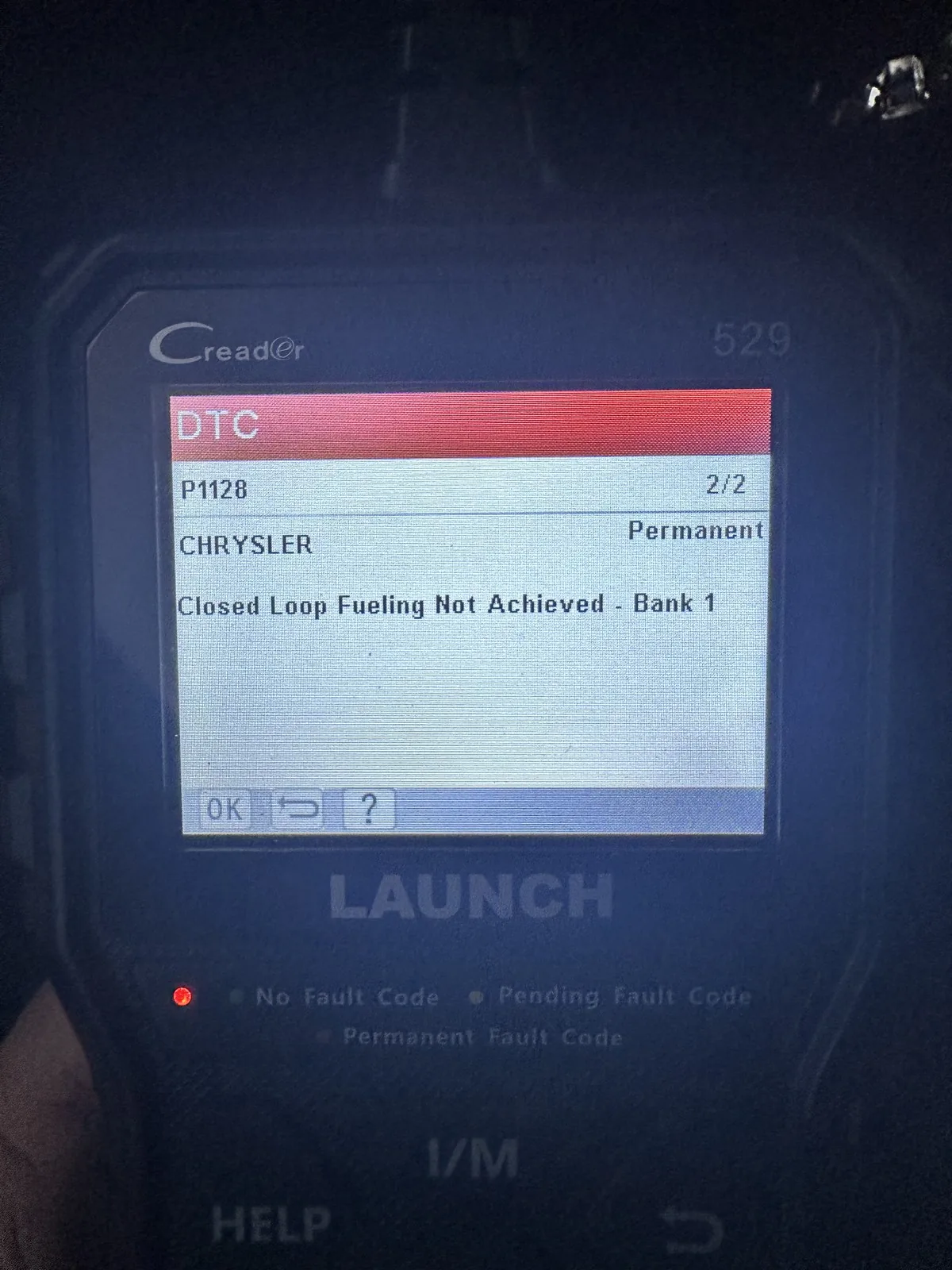 P1128 still showing after the initial read